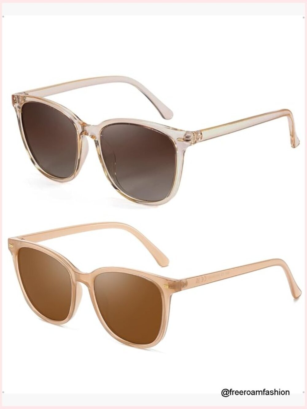 2 Pack Polarized UV400 Sunglasses Oversized Rectangular Plastic Frame